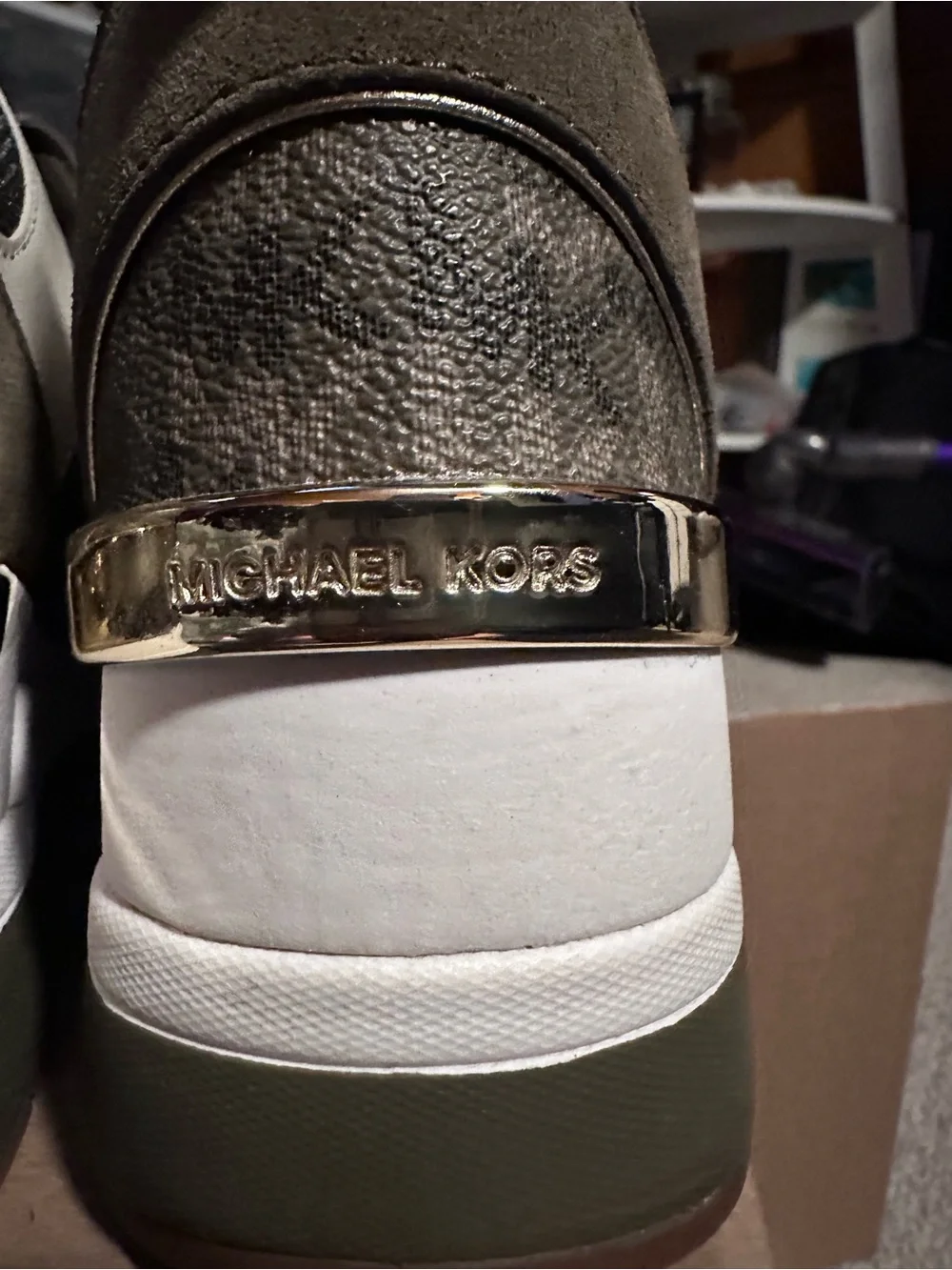 Michael Kors Olive and White Women's Fashion Sneakers